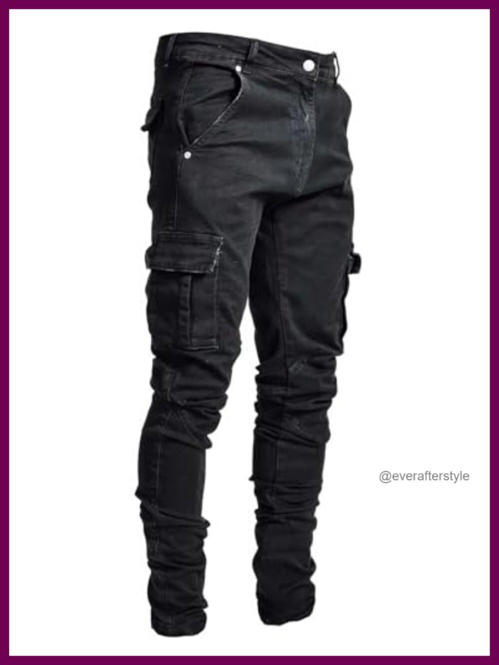 Men's Slim Fit Skinny Cargo Denim Jeans Stretch Flex Waist